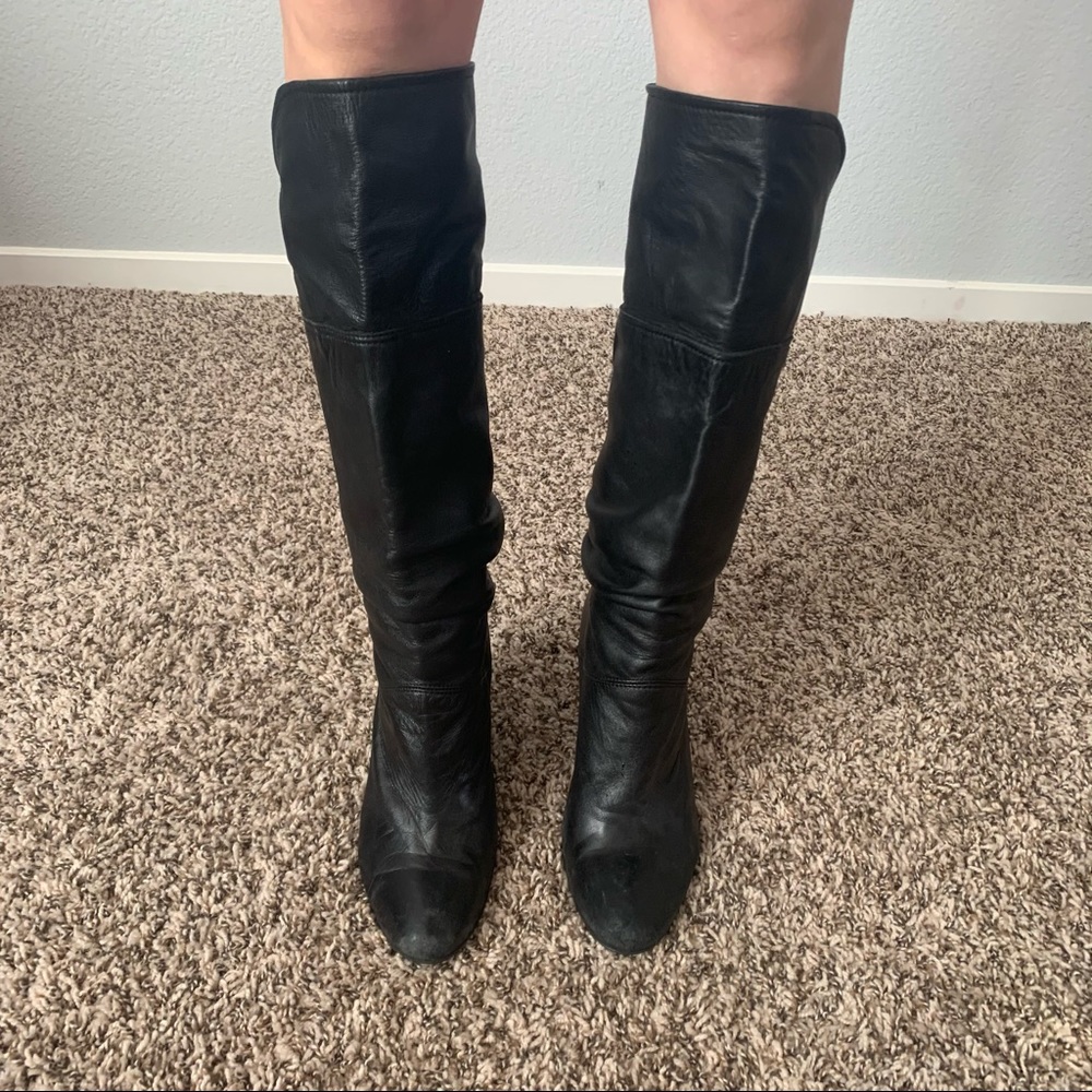 Progetto Black Leather Knee High Boots Size 40